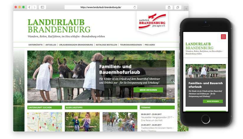 Landurlaub Brandenburg Portal optimiert für Smartphones