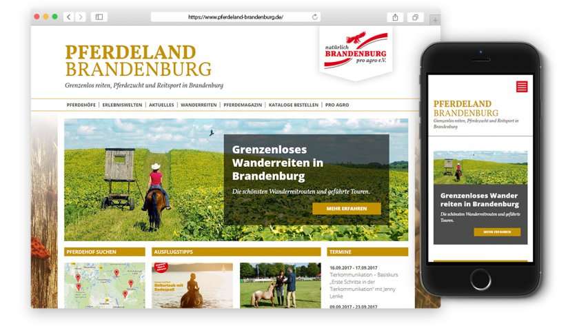 Pferdeland Brandenburg Portal optimiert für Smartphones